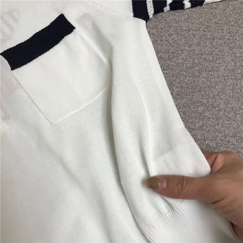 

Ladies Top 2021 Summer Autumn New Dog Pattern Jacquard Contrast Color Polo Collar Knitted T-shirt Short Sleeve Thin Pullover