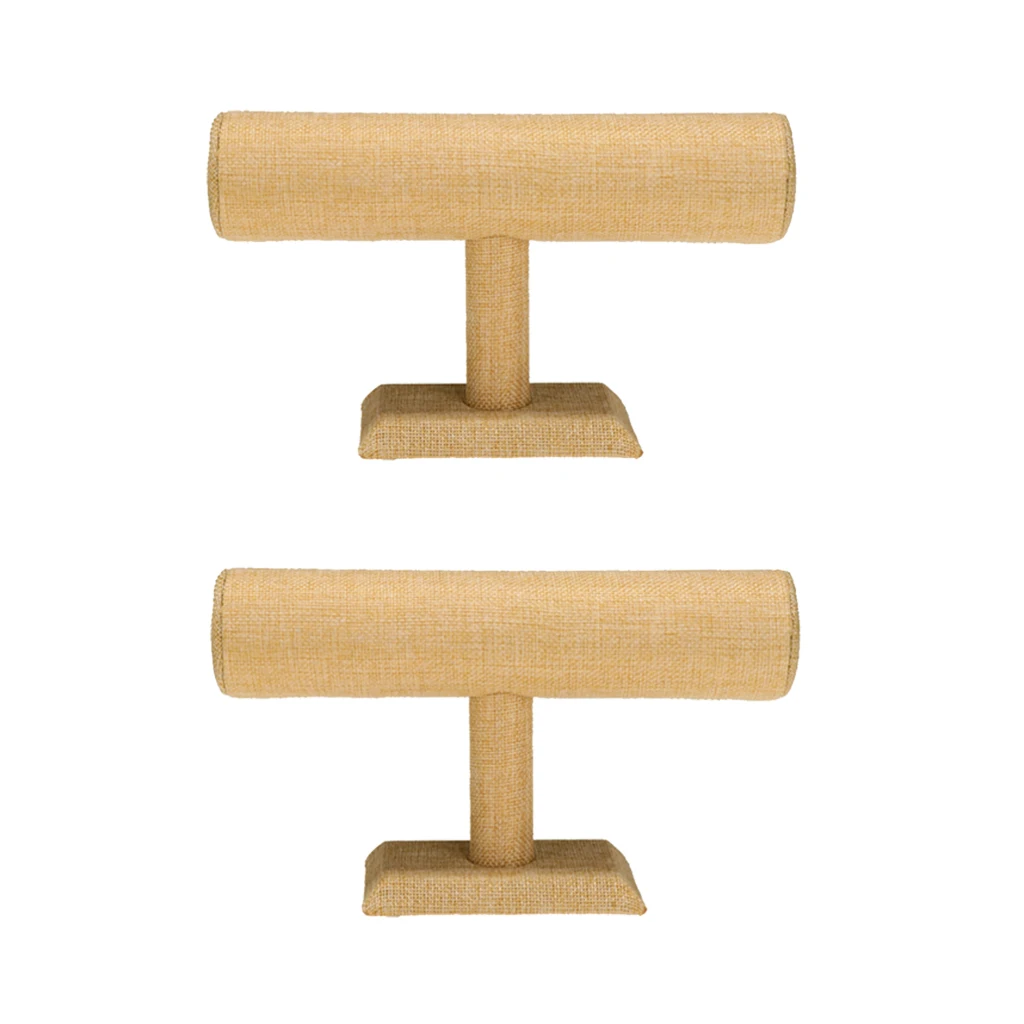 

2 Pieces Velvet T-bar Jewelry Hairband Watch Display Stand Holder for Women