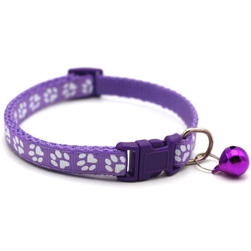 Purple Ошейник для собаки Кот одноножный принт Ошейник Кошка Пряжка воротник Регулируемая пряжка ошейник собаки товары для животных 7 цветов - Цвет: Purple