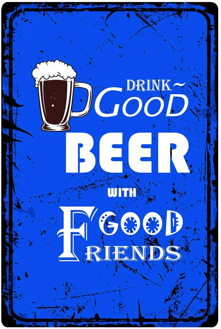 

MUATOO Tin Sign Blue Beer Metal Retro Wall Decor Vintage Tin Signs for Home Bar Coffee