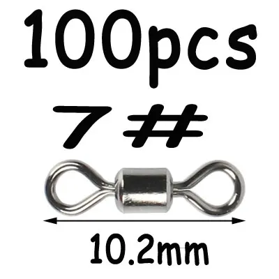 100pcs size 7 100 шт. черный 8 Форма Вращающийся шарнир для рыбалки поворотный крюк с защелкой соединитель двойное твердое кольцо рыболовный аксессуар Клеммная Снасть - Цвет: 100pcs size 7