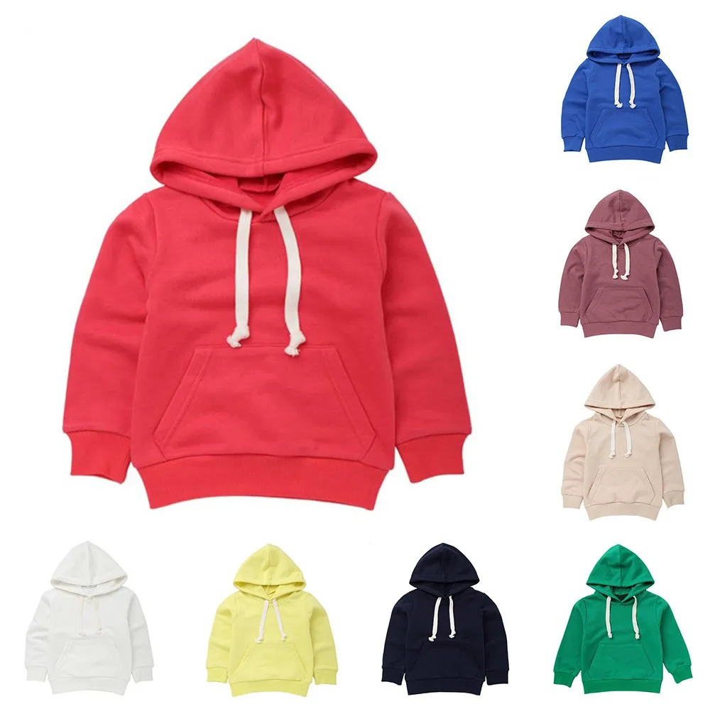Зимние толстовки кофты с капюшоном детское осенне зимнее пальто однотонный