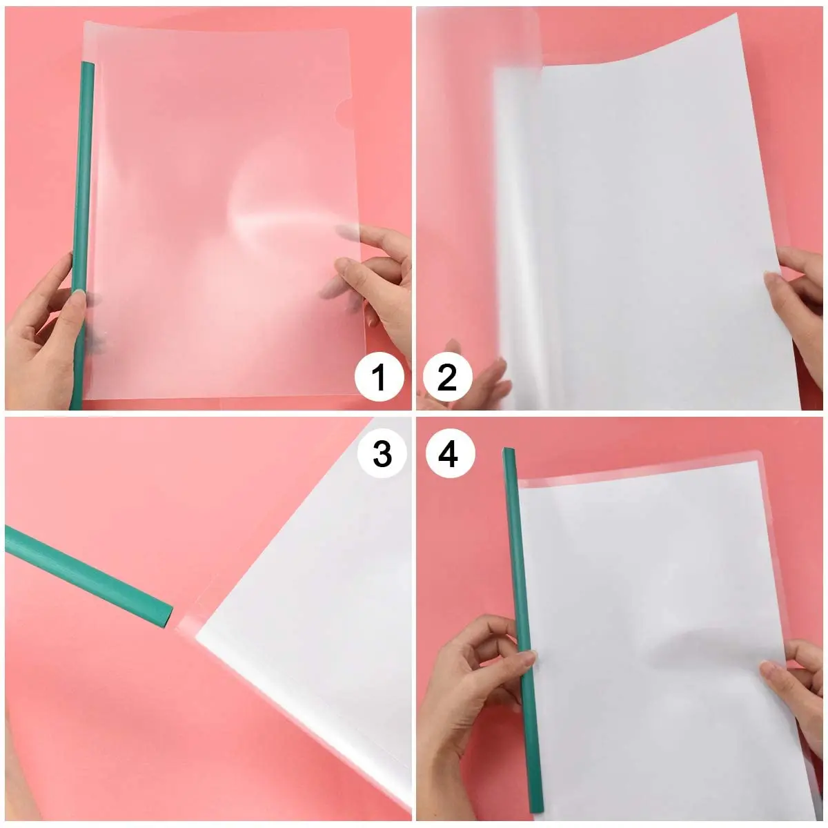 

5PCS A4 Plastic Report Covers File Folder with Sliding Bar, Project Presentation Covers, Sliding Bar Binder for School Office