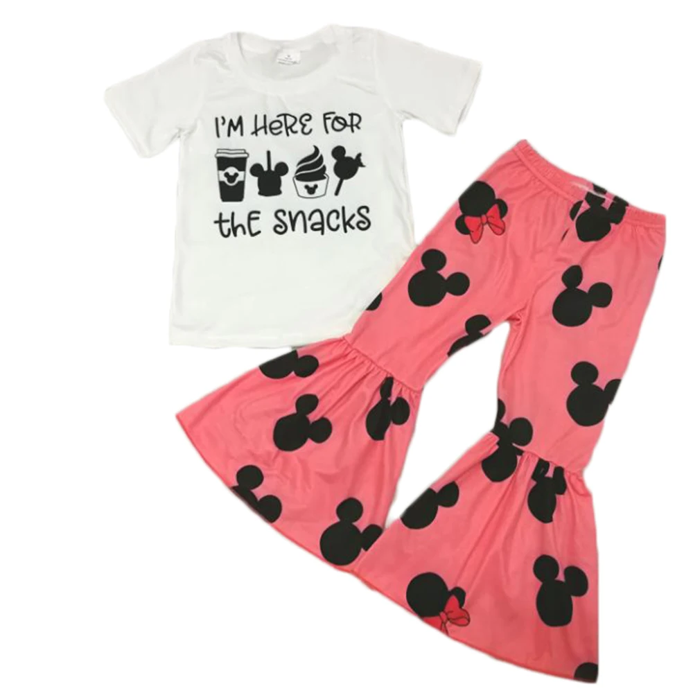 

Free shipping kids children baby girls boutique fashion cute cartoon character print top outfits clothes sets clothing