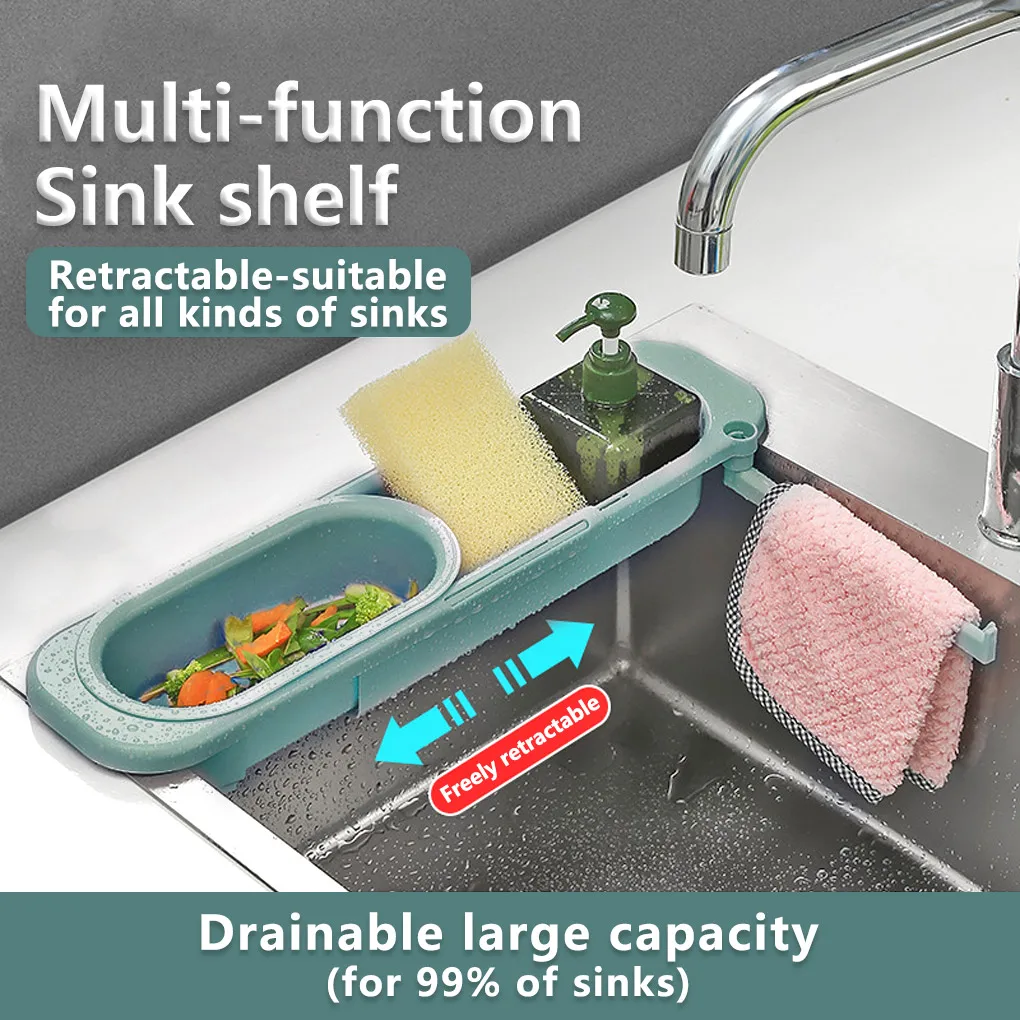 

Телескопическая стойка для раковины, держатель для мыла, губки, органайзер для кухонных раковин, полипропиленовый кухонный подвесной держа...