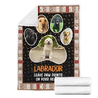 labrador leave paw prints on your heart fleece blanket 3d printed sherpa blanket on bed home textiles home accessories