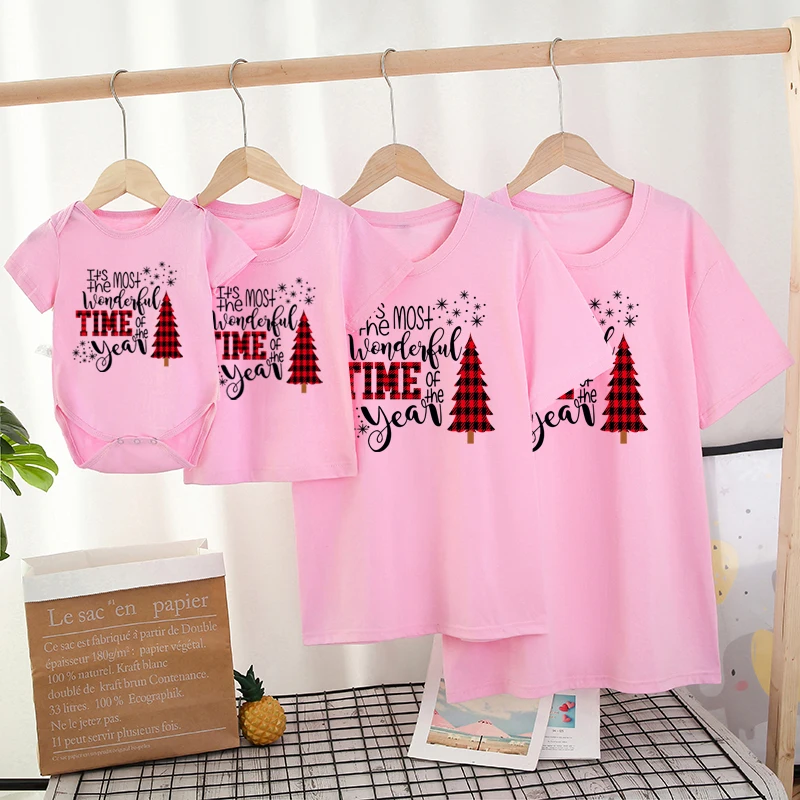 Conjuntos de ropa familiar de &aacute;rbol de Navidad, Camiseta de algod&oacute;n con apariencia familiar, &aacute;rbol de Navidad, madre, padre, beb&eacute;, trajes familiares a juego-3