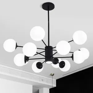 Подвесной светильник в скандинавском стиле, современный белый стеклянный абажур, лампа черного и белого цвета для демонстрации кузова, светильник освещение для промышленности