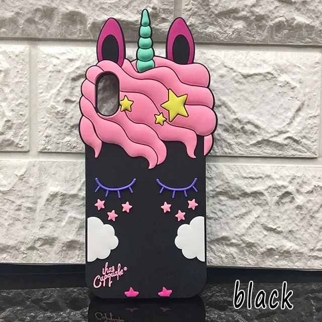 Unicorn Black 3D мультфильм розовый зыбучий песок Единорог Мягкий силиконовый жидкий Звезды Чехол для iPhone 8 plus 7 6S 6 plus 5 S 5S SE XS Max XR X чехол для телефона - Цвет: Unicorn Black