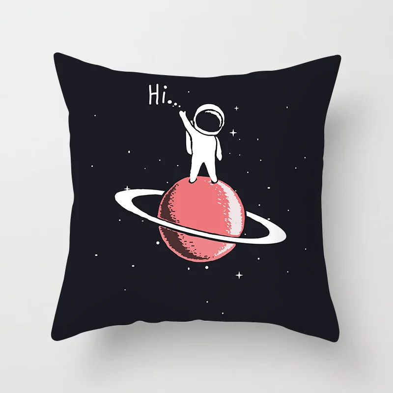 45*45cm Outer Space Cushion Cover Polyester Spaceship Astronaut Decorative Pillowcase Cosmos Planet Car Sofa Throw Pillow Cases | Дом и сад
