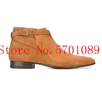 Man Genuine Leather London Ankle Boots Wyatt Chelsea Boots Jodhpur Suede Leather Casual Ankle Boots Buckle New Shoes