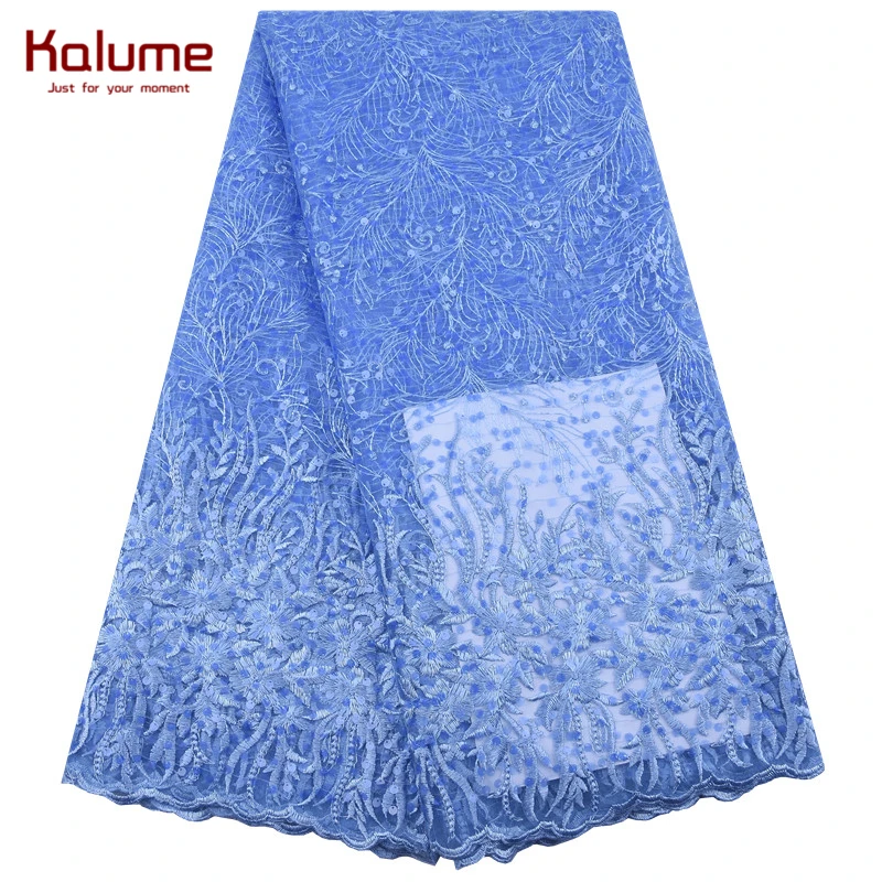 Африканская кружевная ткань Kalume с блестками Чистая Белая французская сетчатая