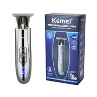 kemei usb rechargeable bald head hair clipper lcd display trimmer carbon steel ceramic blade shaving cordless hair cutter 45g