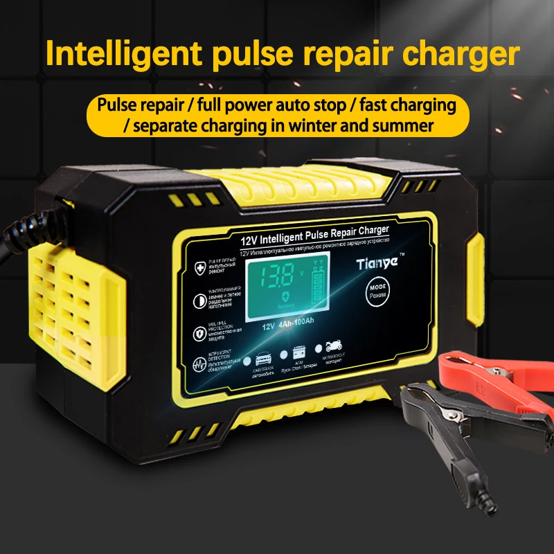 Автомобильный Батарея Зарядное устройство 12V 6A сенсорный Экран импульсный