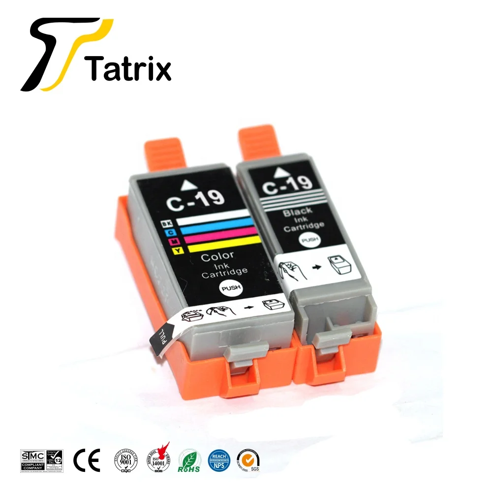 

Tatrix BCI-19BK BCI-19C BCI-19 BCI19 BCI 19 Premium Color Compatible Printer Ink Cartridge for Canon PIXUS IP100 IP110 MINI360
