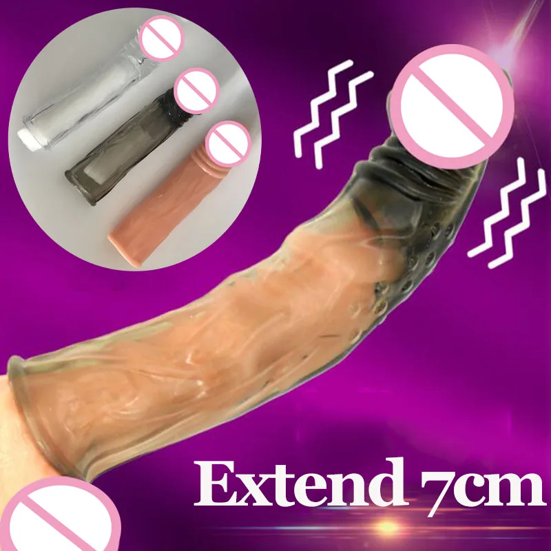 Мягкие многоразовые презервативы для увеличения пениса 7 см интимные игрушки