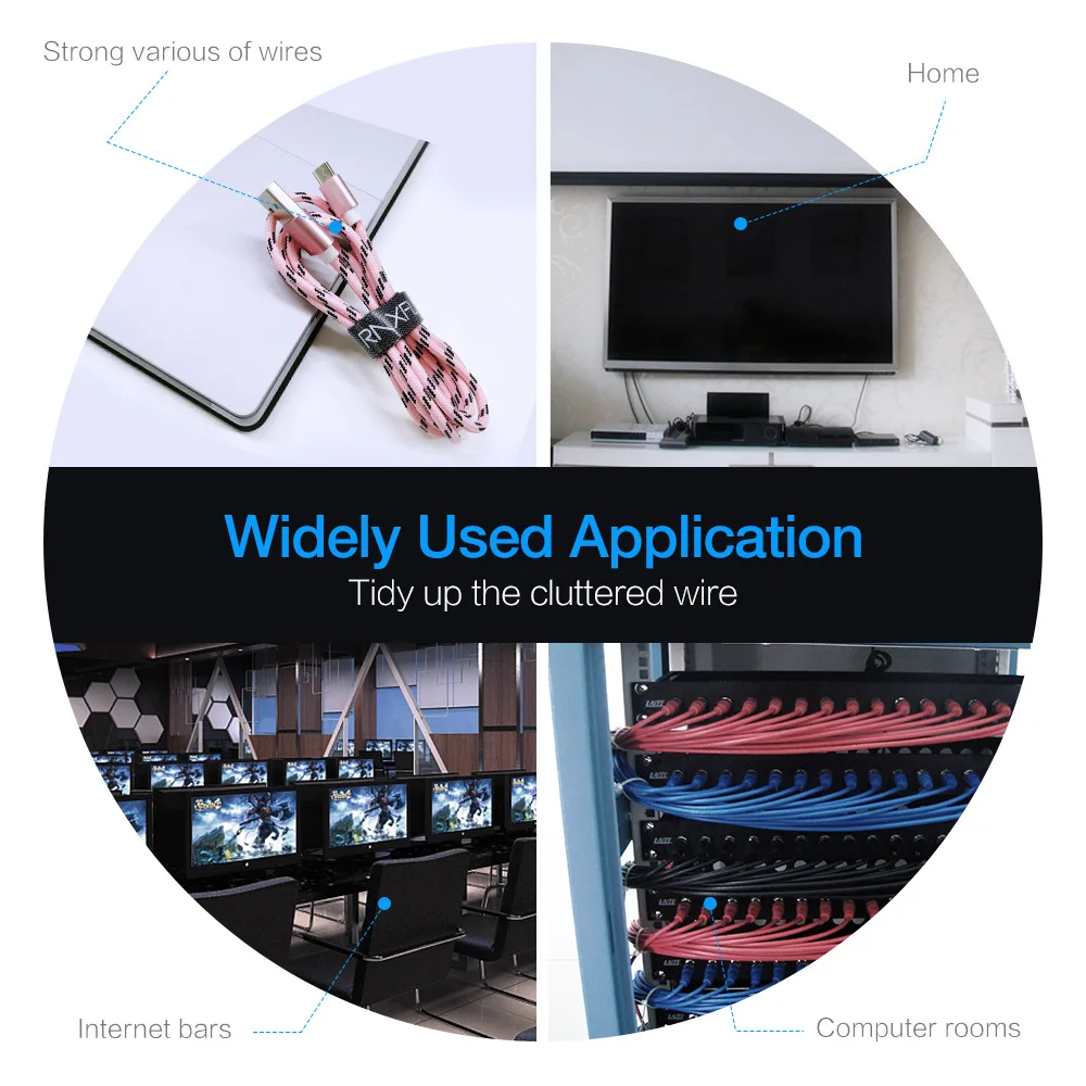 

Free cutting Velcro cable management phone cord protector Wire data cable management belt Computer mouse accessories