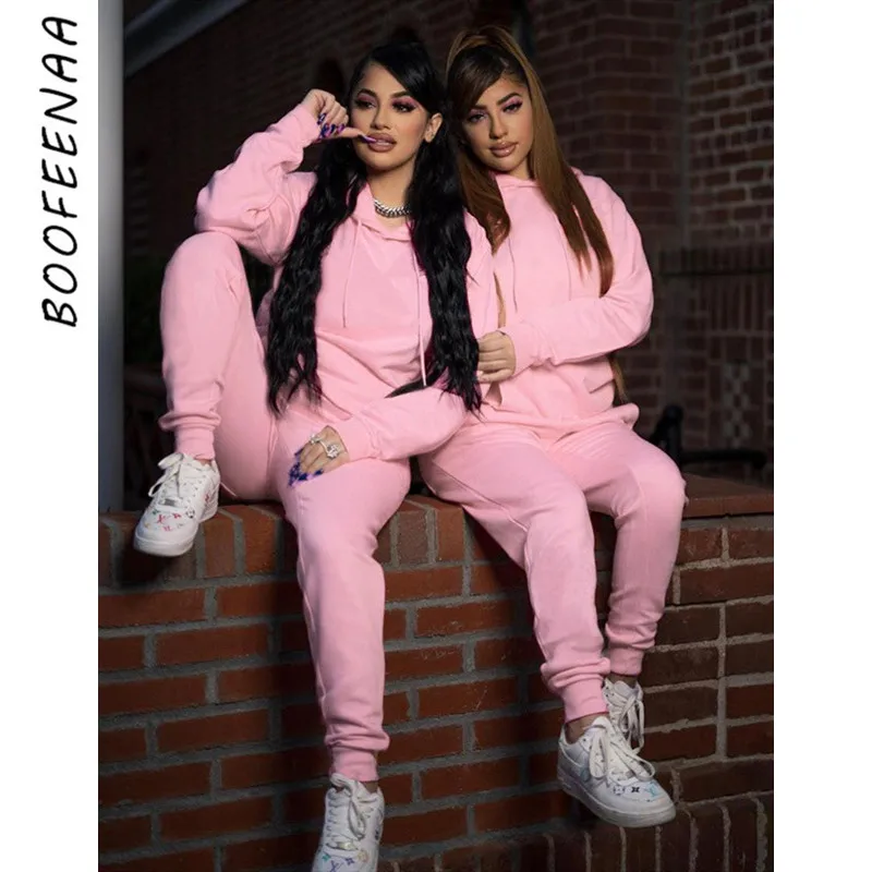 BOOFEENAA осенне зимний женский спортивный костюм комплект из двух предметов