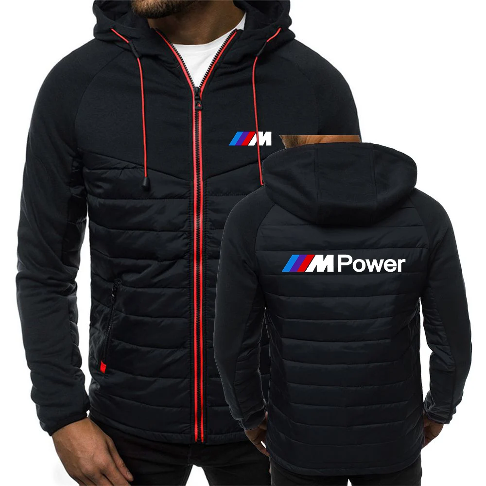 

Spring Autumn BMW POWER Logo Hoodies Print New 2021 Jacket Men Popular Coats Fashion Warm Fleece Padded Warm Zipper Tops