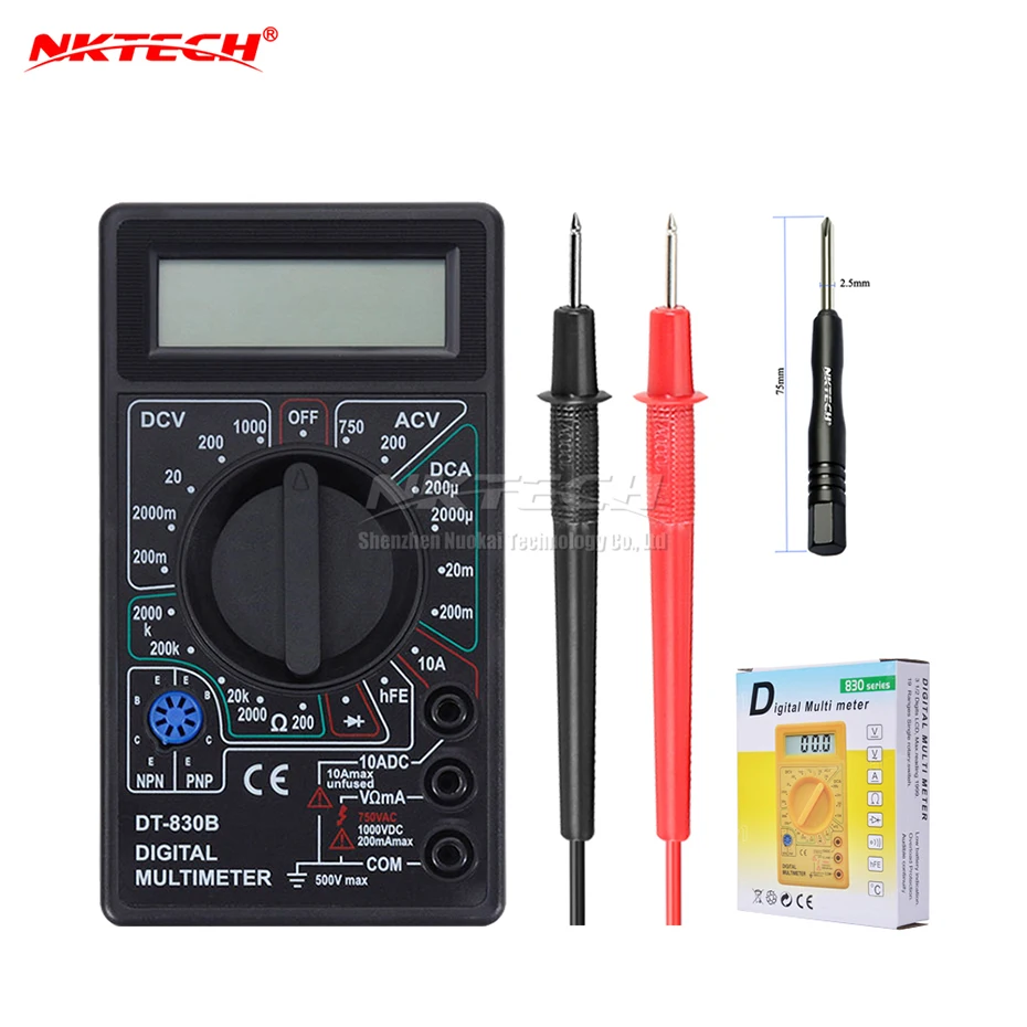 Цифровой мини мультиметр NKTECH DT830B с ЖК дисплеем Электрический вольтметр