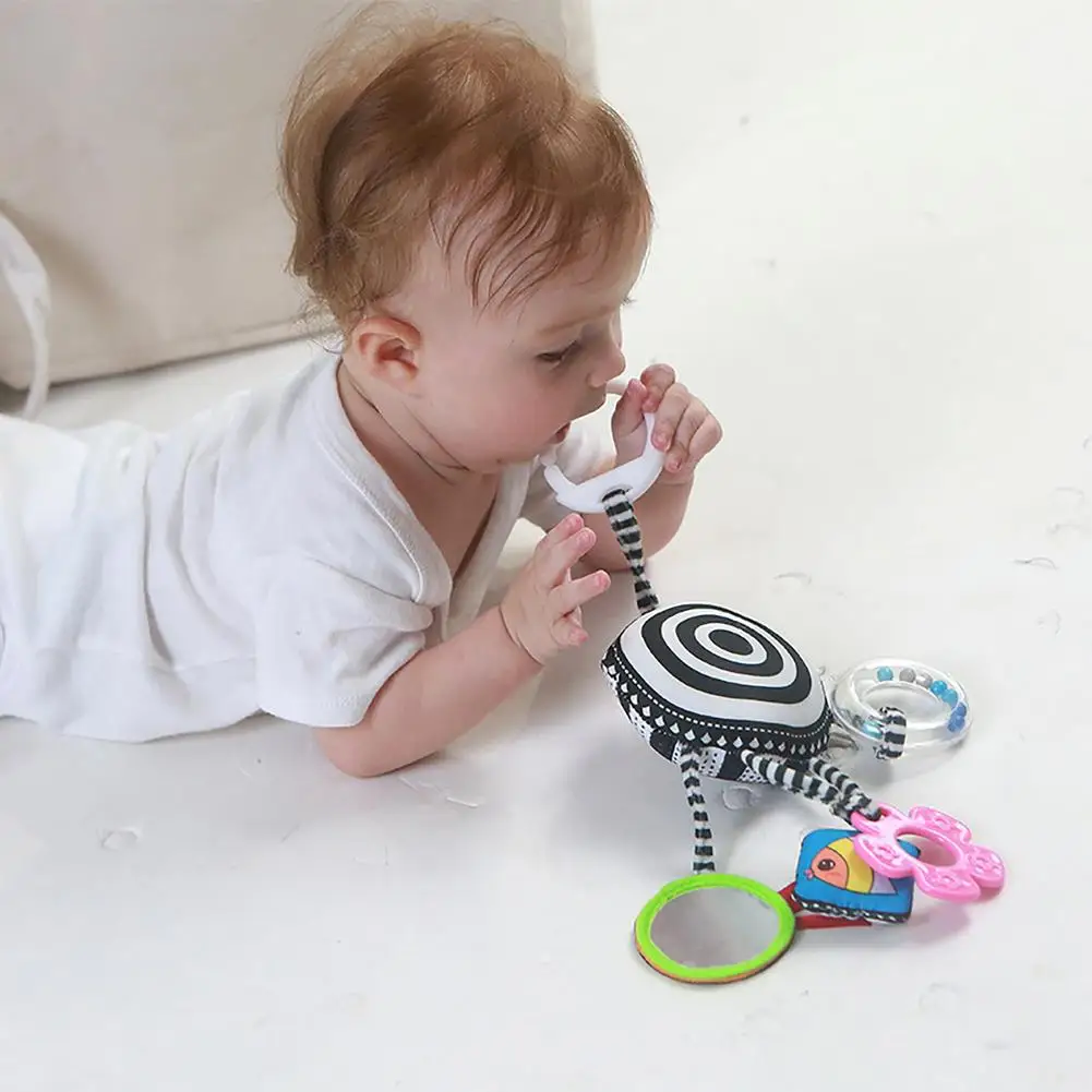 

Baby Rattles Stroller Pendant Cartoon Appease Toy Crib Hanging Toys Ring Bell Look at and Know Yourself in the Safety Mirror