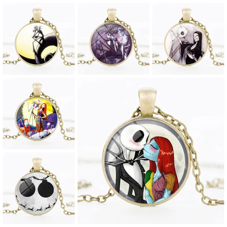Nightmare Before Christmas pendant Necklace jack skellington Glass Cabochon gift for children |