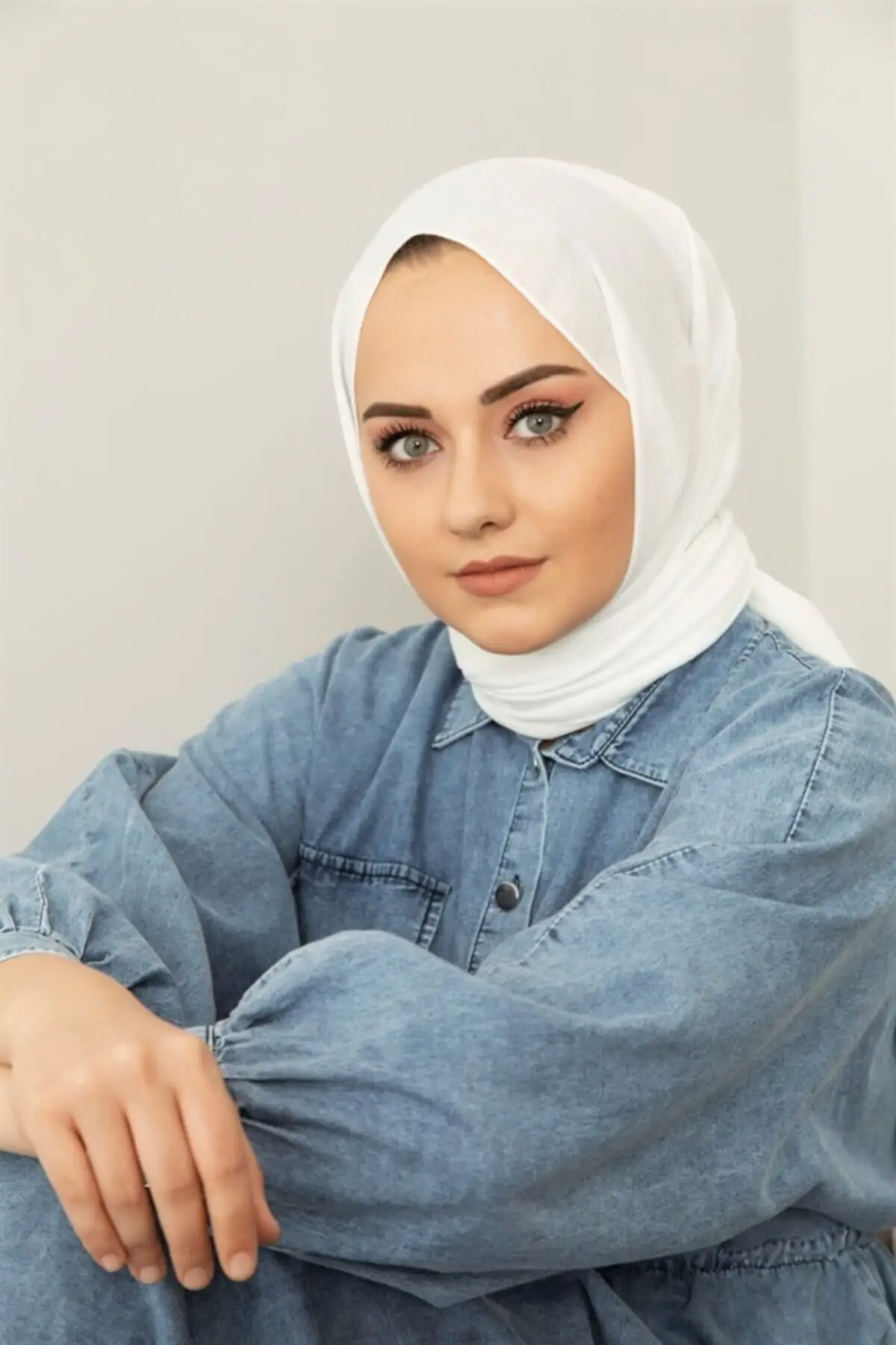 

Advanced Cell Blue Denim Dresses Fashion Muslim Women Hijab Dress