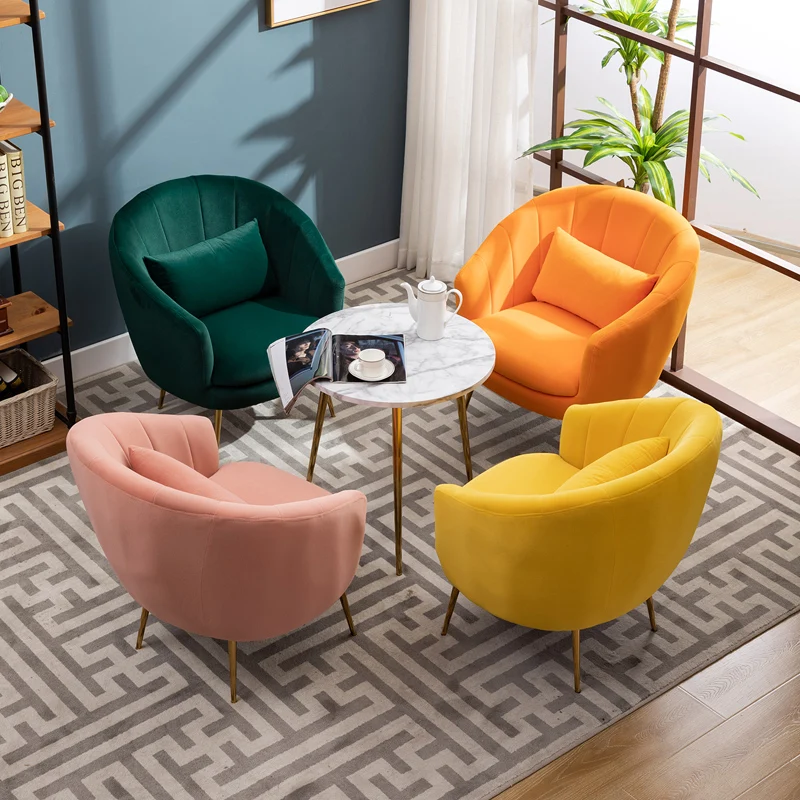 

Sofas Modern Fabric Single Sofa Living Room Furniture Nordic Light Luxury Shop Rest Waiting Chair Balcony Lazy Lounge Chairs