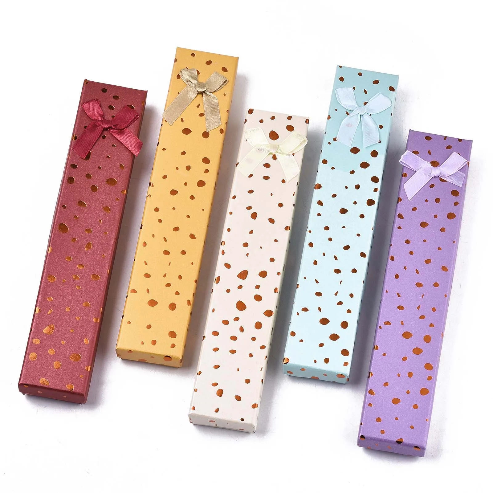 

12pcs Cardboard Jewelry Gift Packaging Box Rectangle Necklace Bowknot/Flowers Cases With Sponge Jewellery Organizer Mixed Color