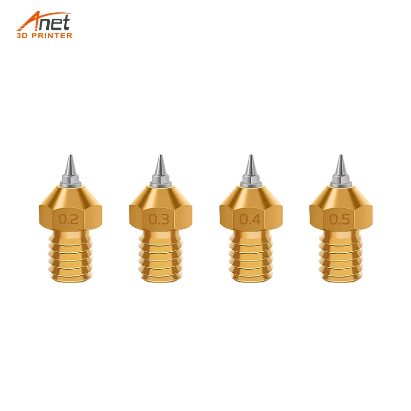 Hot 3d printer Nozzle E3D V6 V5 Brass Nozzle M6 threaded 0.2 0.3 0.4 0.5mm Removable Stainless Steel Tips for 1.75mm filamnet