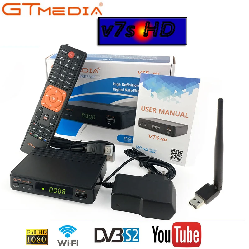 Спутниковый ресивер GTMEDIA V7S hdSpain 7 Cline CCcam sks iks DVB-S2 DVB-T2 спутниковый ТВ комбо рецептор спутниковый
