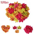 Искусственная лоза 50200 шт., желтый осенний кленовый лист, искусственная растения-гирлянды, украшение для сада, искусственная листва, растения, 2021