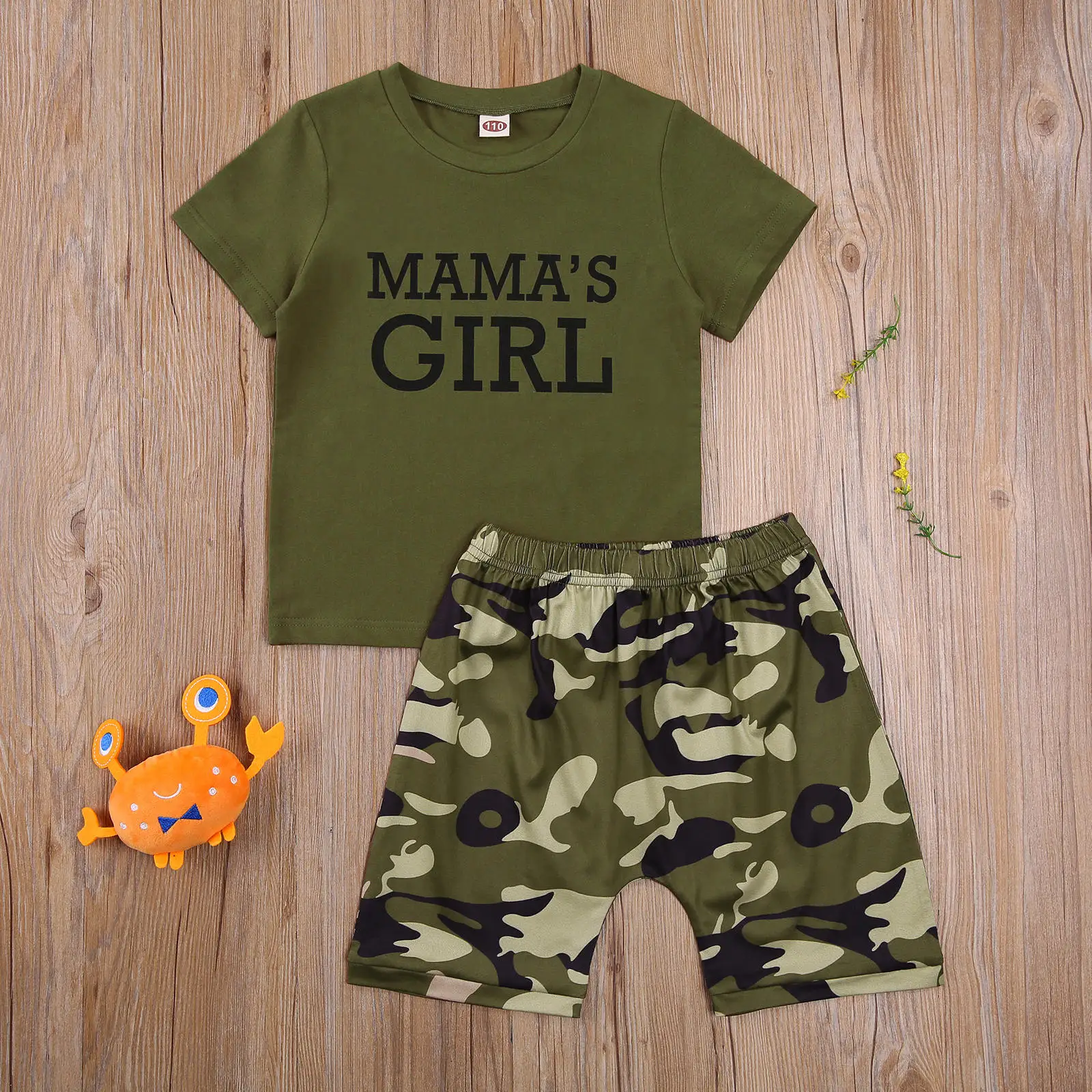 

Детский Повседневный комплект из двух предметов, топы и шорты с коротким рукавом и круглым вырезом, армейский зеленый цвет, 2021