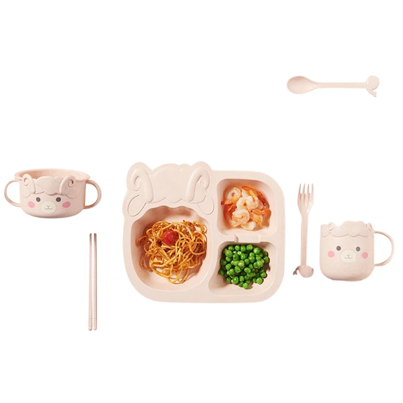 

ZZ-6-piece Set Of Children\\'s Cartoon Anti-fall Grid Plate Food Supplement