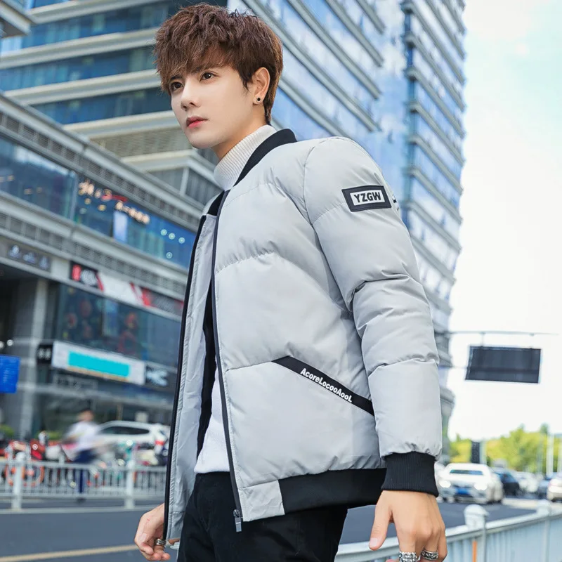 Зимняя мужская хлопковая стеганая Толстая винтажная Бейсбол Бомбер куртка парка