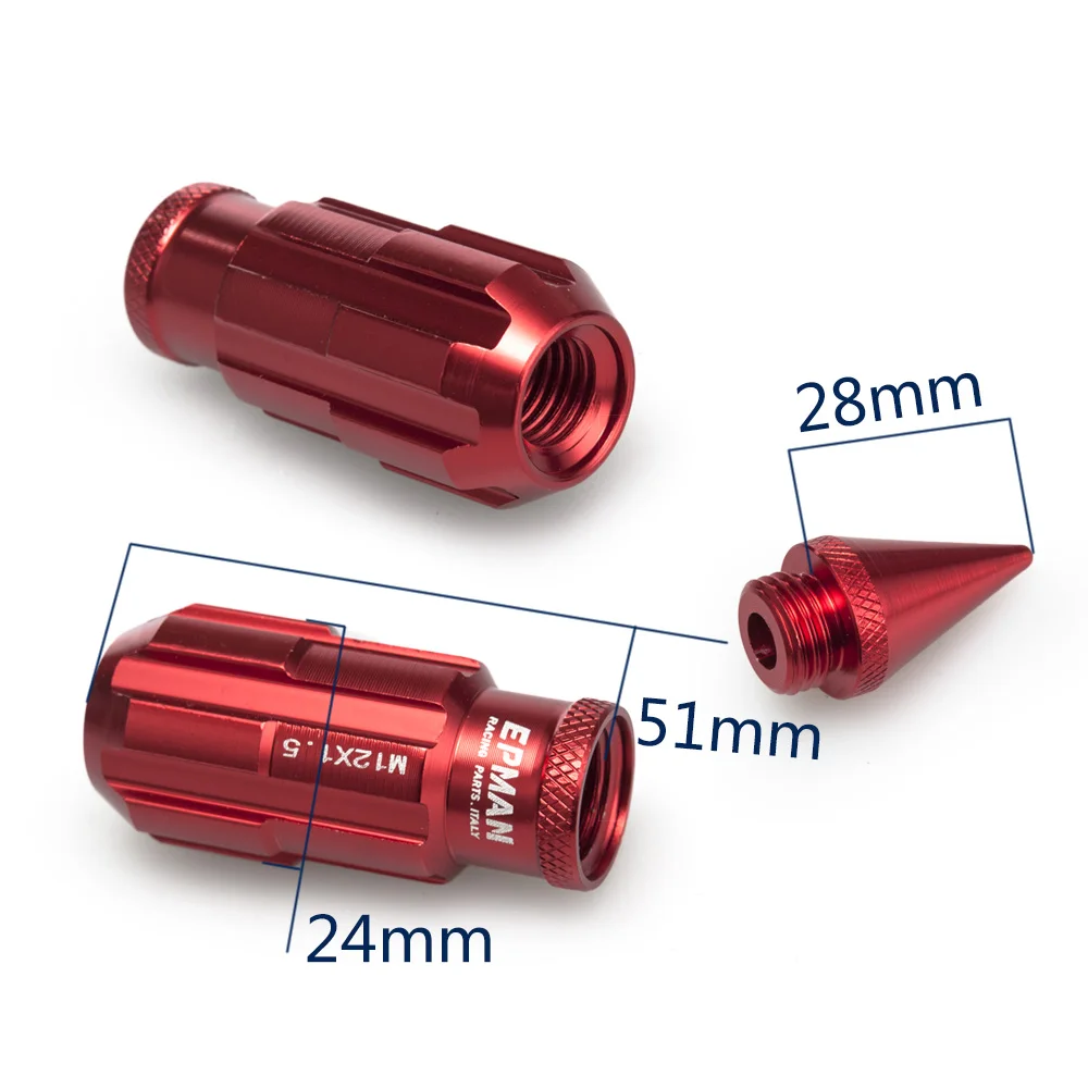 Гоночный Алюминий Блокировка гайки Украшенные шипами и 20 штук 12x1 5 W/ключ для Honda