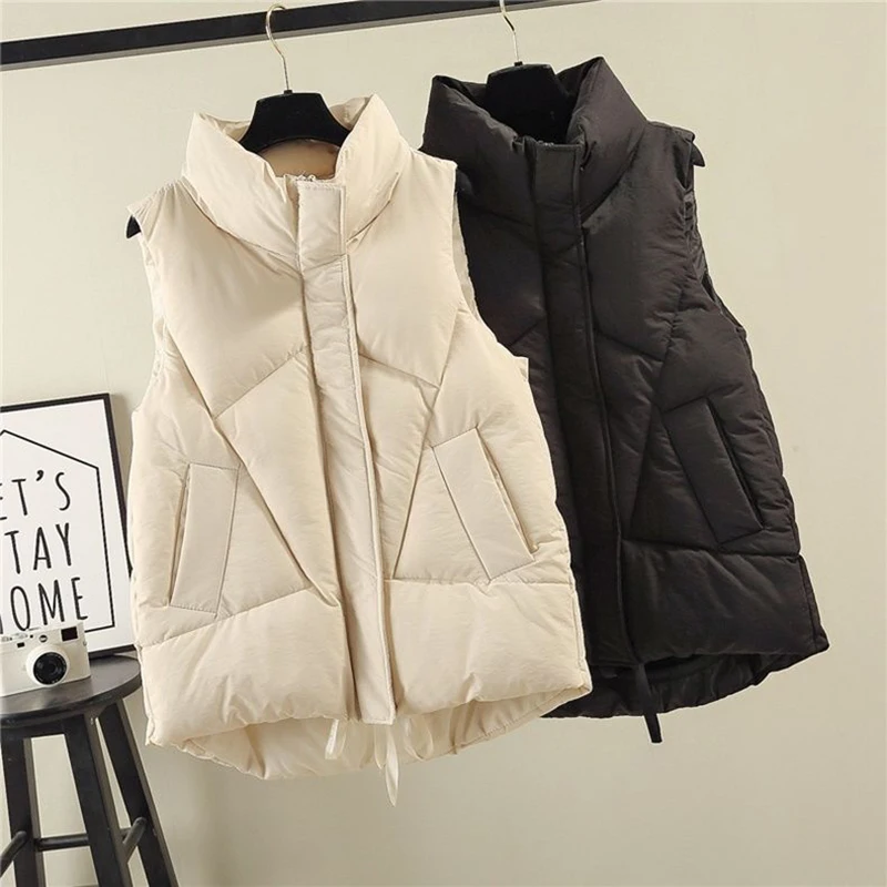 

Korea Chic Down Cotton Waistcoat Women's Autumn Winter 2021 New Large Vest Versatile Waistcoat Parka Jacket