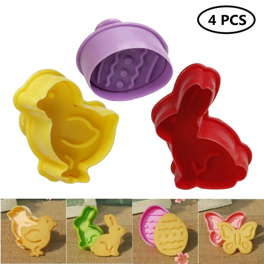 Новые 4 шт. пасхальные формы печенья штампы для пищевых продуктов пластиковые 3D