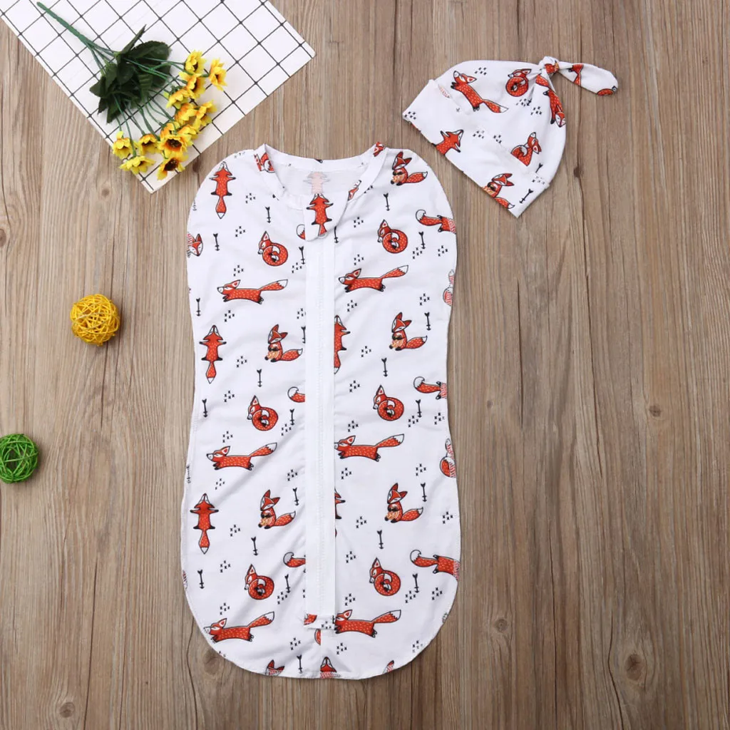 Простыня для новорождённого мягкая пеленка с длинными рукавами Swaddleme Beanie cap Хлопок Младенческая дышащая молния спальный мешок