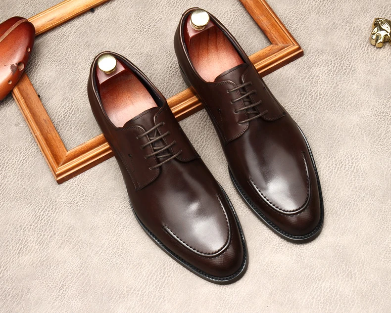 

Formal Social Men's Shoes Black Coffee Color Male Oxford Shoes For Wedding Office Shoe Genuine Leather Male Party Dress Shoe