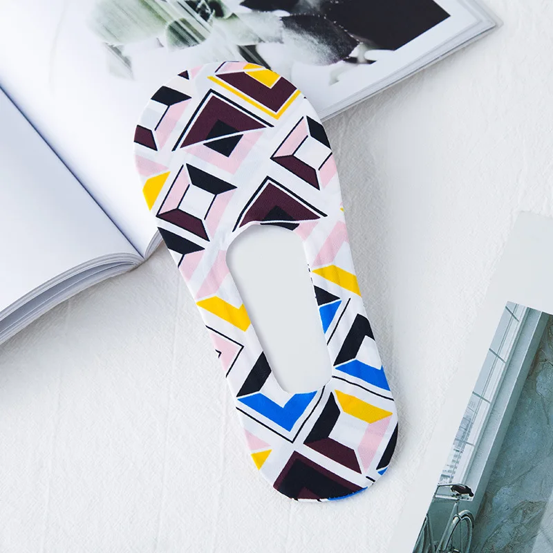 

Silicone Anti-skid Socks Silk Invisible Socks Printed in Summer Boat Non Slip Short Socks Female Cartoon Women No Show Low Socks