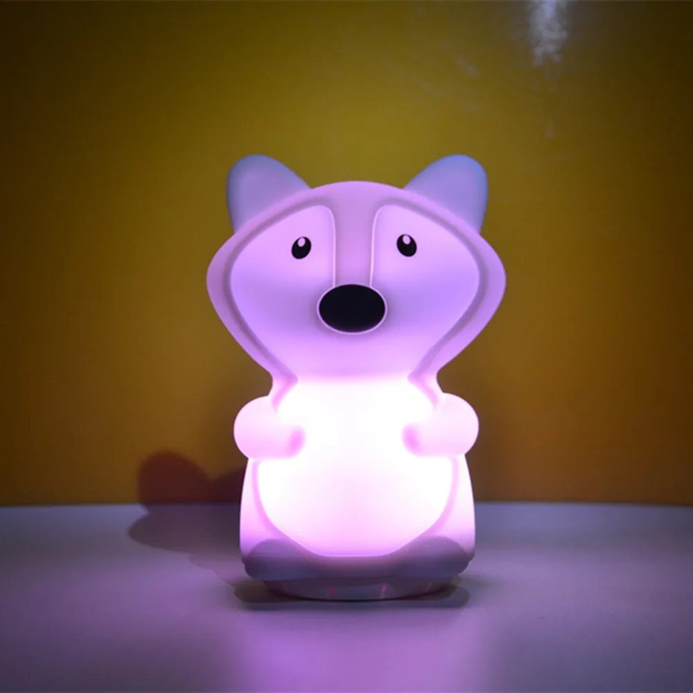 

Music Lamp Silicone Fox RGB LED Night Light Wireless Bluetooth Speaker Player USB Rechargeable Bedroom Bedside Lamp for Children