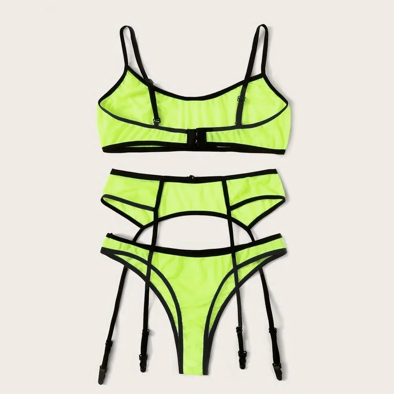 Сексуальное нижнее белье с подвязками комплект из 3 предметов бюстгальтер и