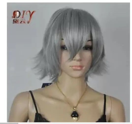 Shun Женская темно серая прямая челка косплей короткие шелковые волосы Kanelaon полный