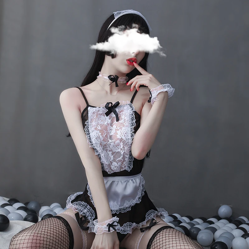 

Sexy Costume Babydoll Dress Uniform Exotic Lingerie Role Play Women Lingerie Cosplay French Apron Maid Outfit Lolita Uniform New