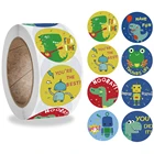 Милый робот динозавр животные награда наклейка 500 штрулон английские слова поощряющие этикетки для детей игрушка круглая наклейка подарки для детей