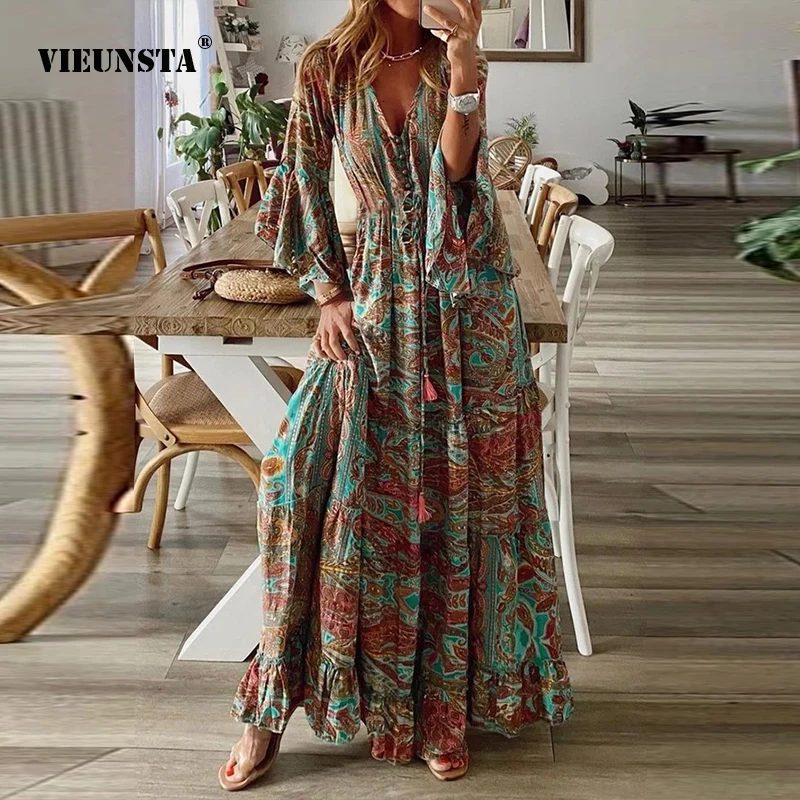 Женское винтажное платье в стиле панк шикарное с цветочным принтом повседневное