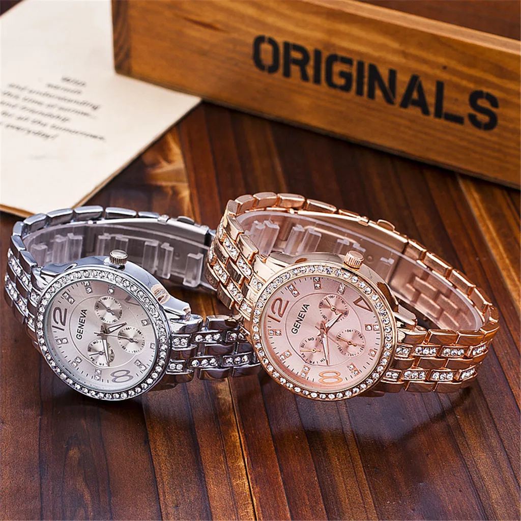 Модные женские кварцевые часы с браслетом розовое золото наручные роскошные Montre
