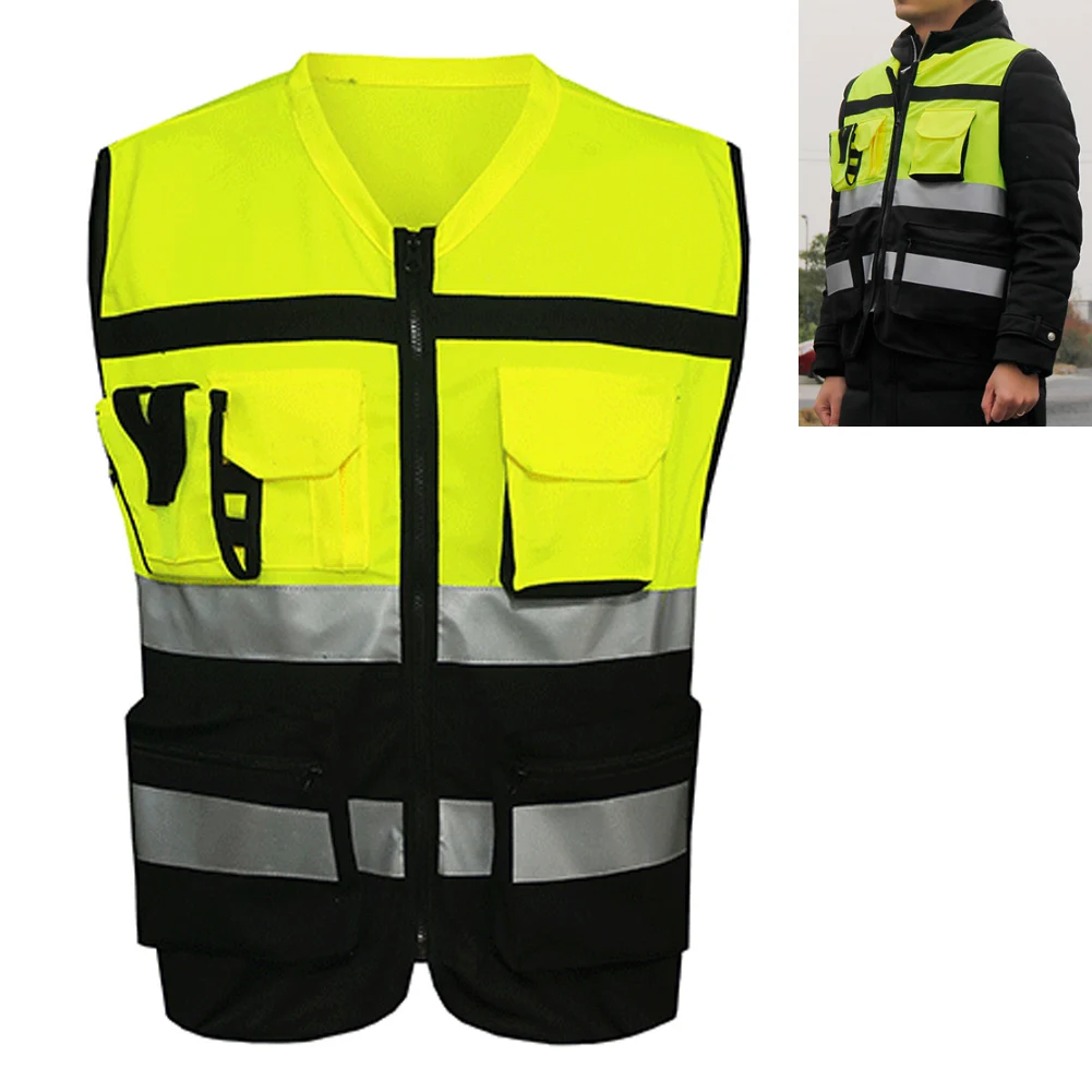 

High visibility workwear safety vest logo printing workwear safety gilet Security waistcoats with reflector stripes New arrival