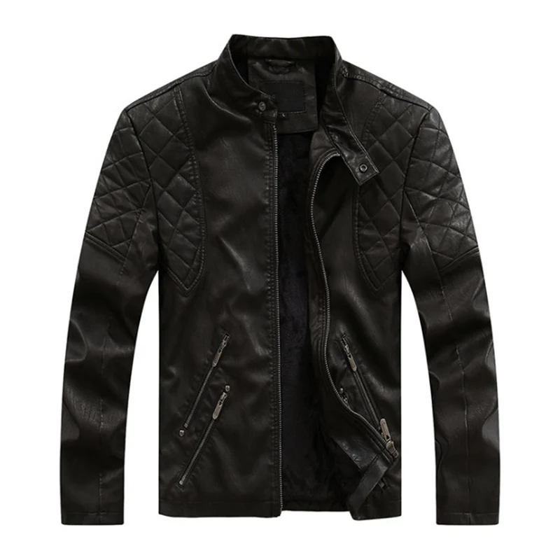 

2021 Fashion Brand Motorcycle Men Leather Jacket Slim Fit Faux Leather Coats Male Biker PU Jacket,Jaqueta De Couro Masculina